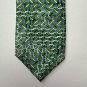 Brooks Brothers Geometric Green and Blue Tie